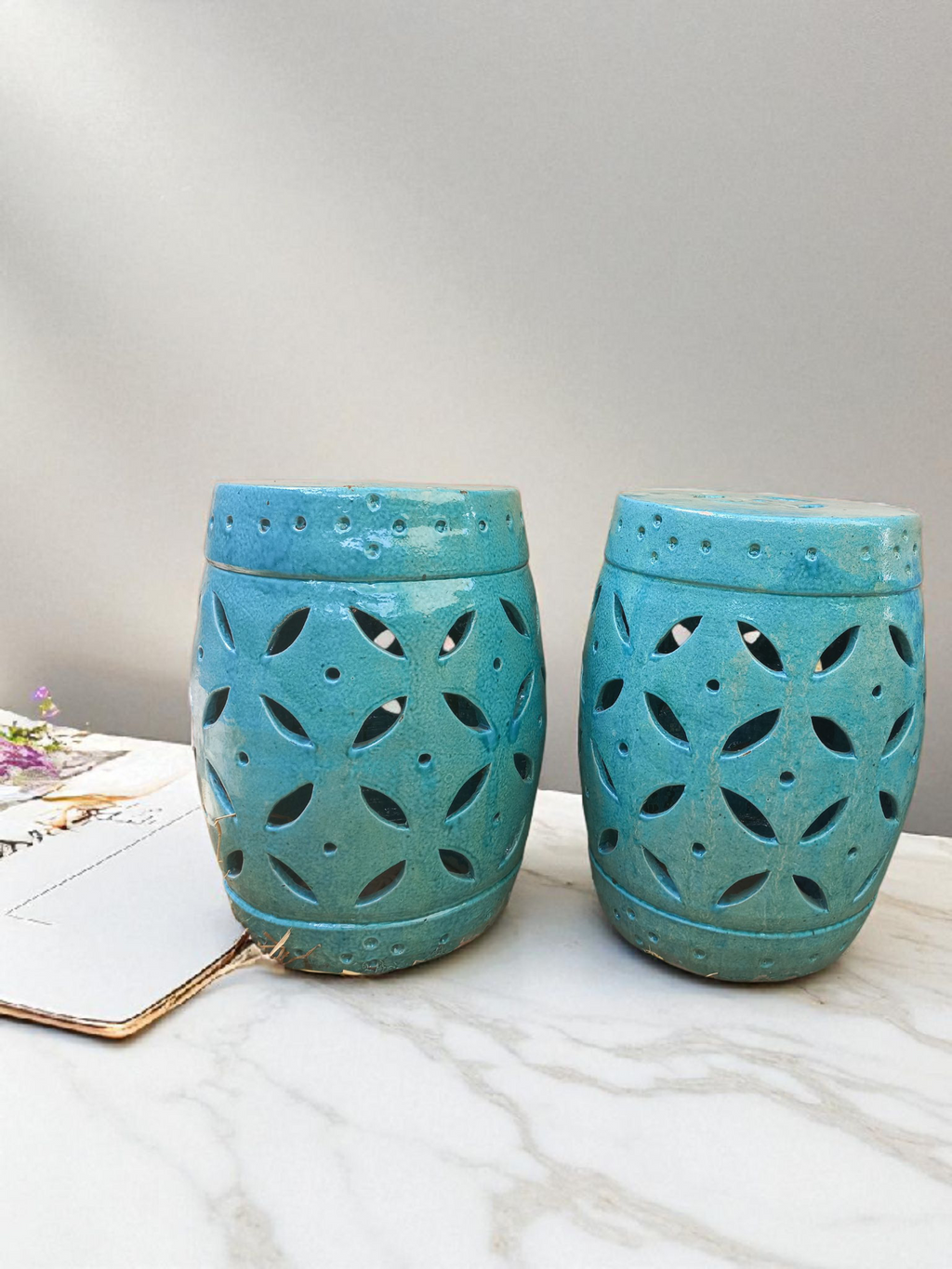 Cutwork Turquoise Stool/table