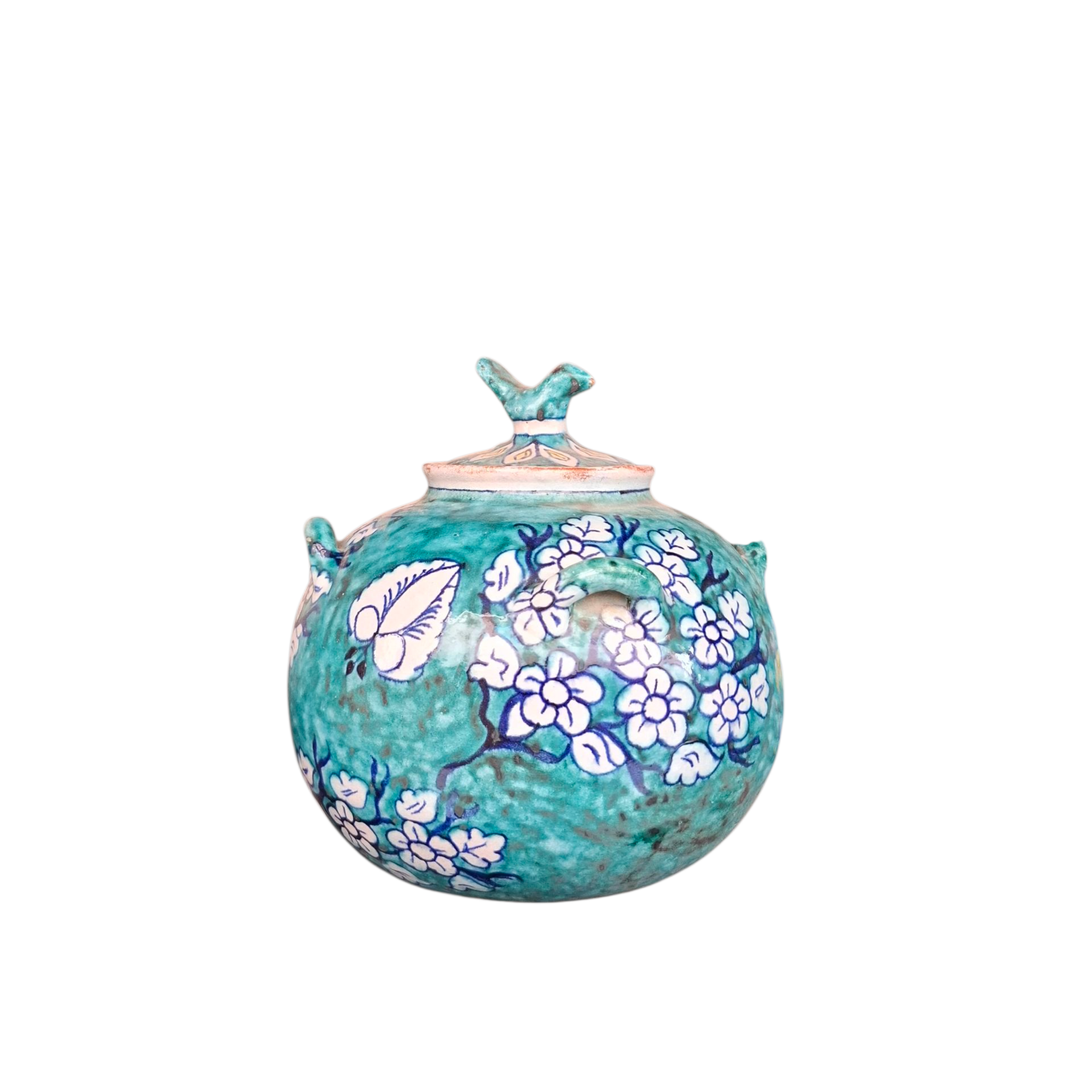 Turquoise Urn (White Flower)