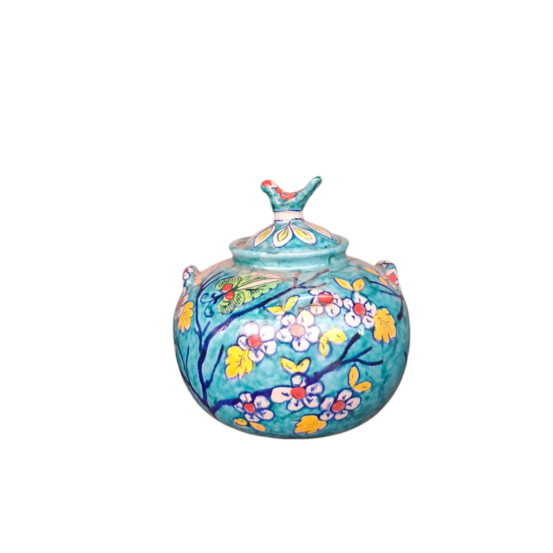 Turquoise Floral Urn