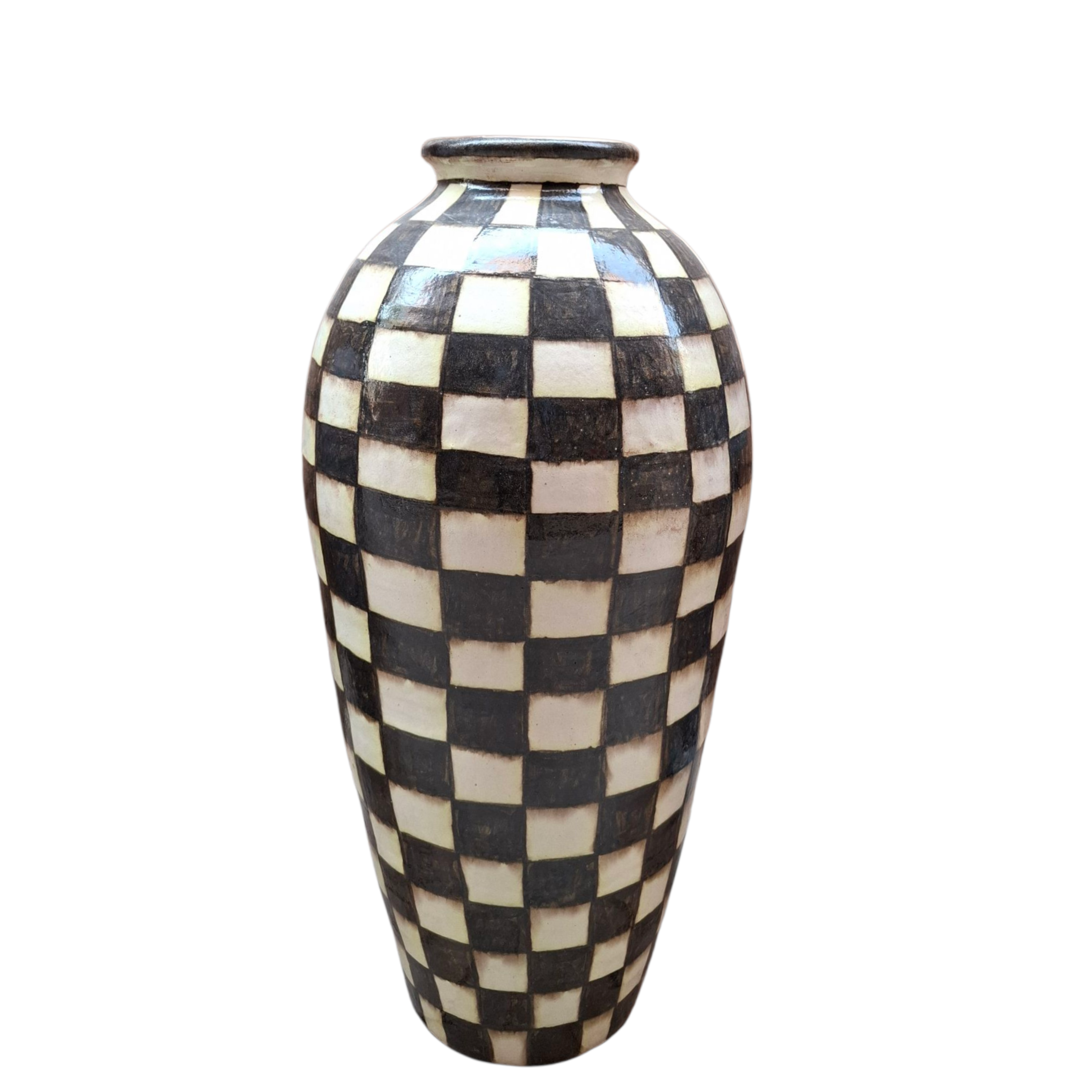 Black Chequered Tall Vase