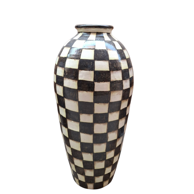 Black Chequered Tall Vase