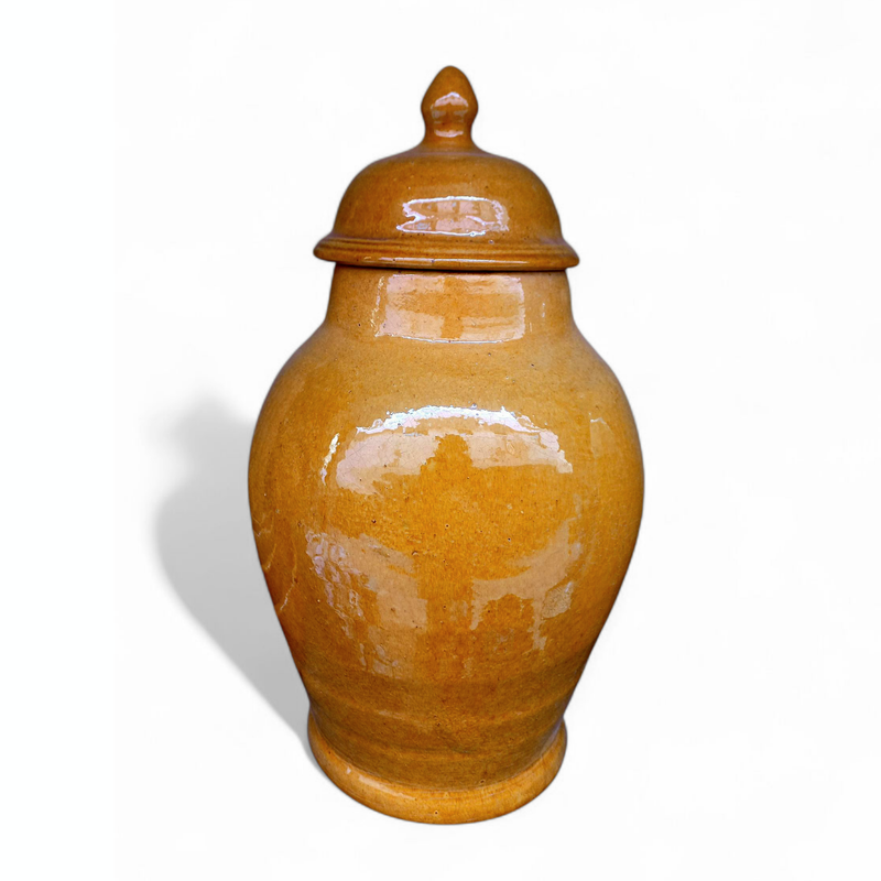 Yellow Lidded Urn