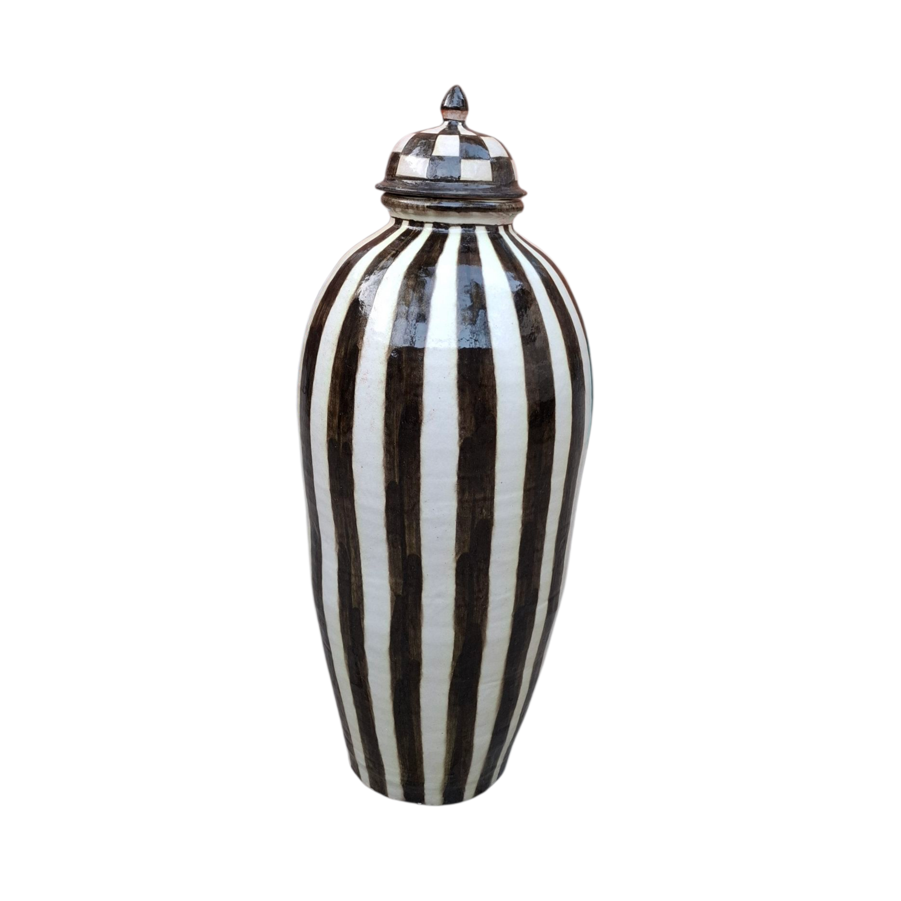 Black Striped Tall Vase