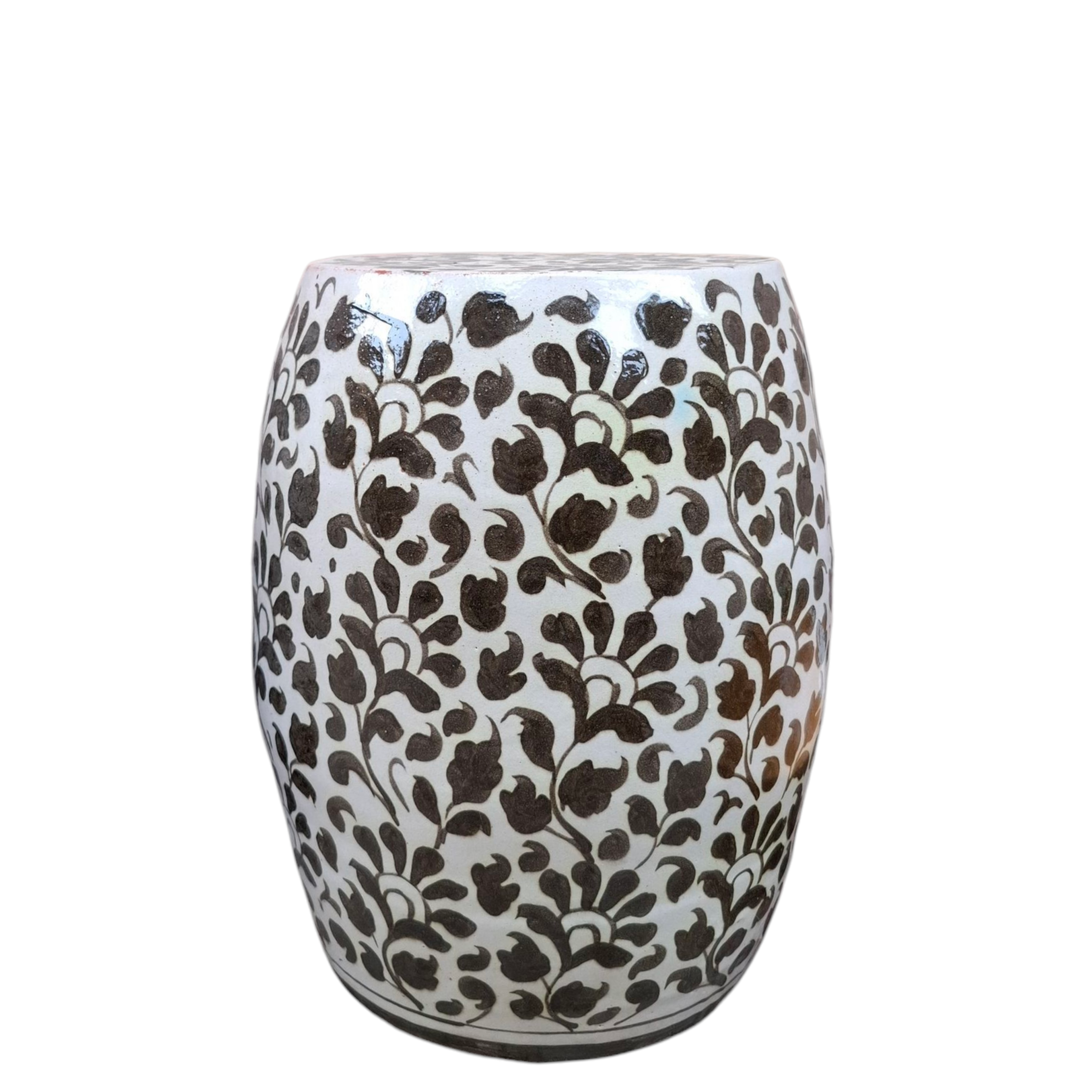 Black Floral Print Stool