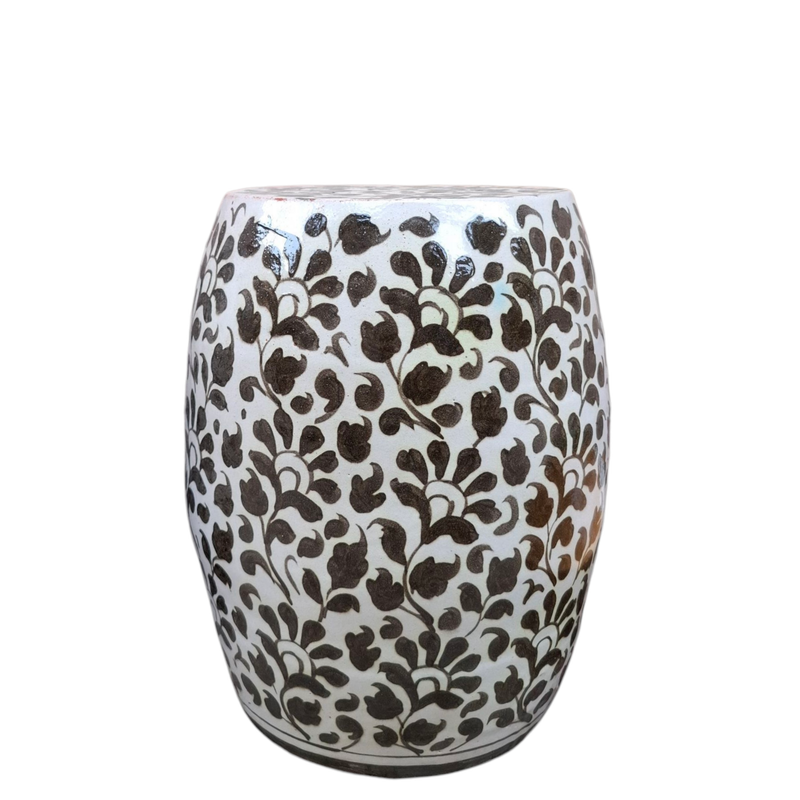 Black Floral Print Stool