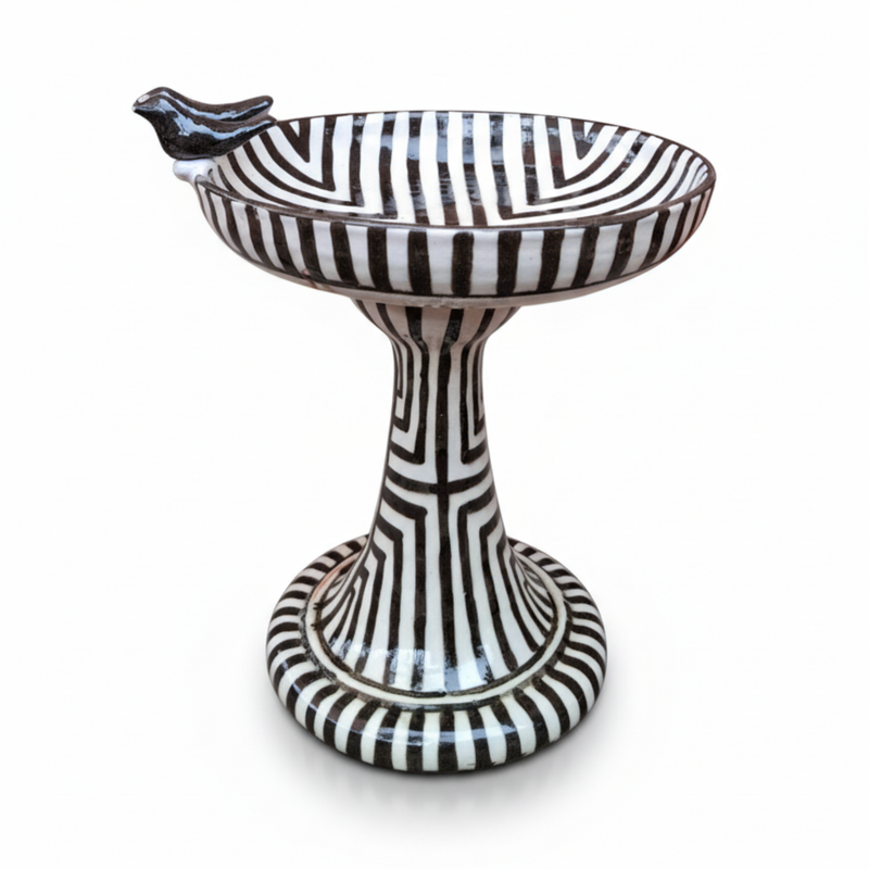 White and Black Bird Bath