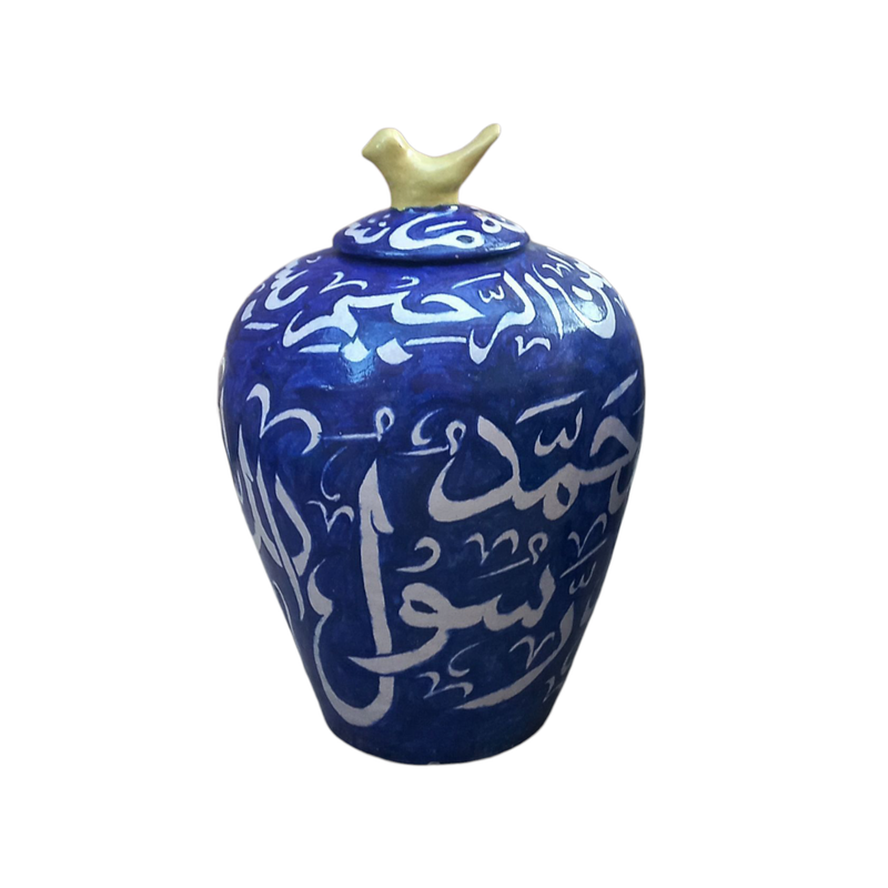 Blue Calligraphy Urn