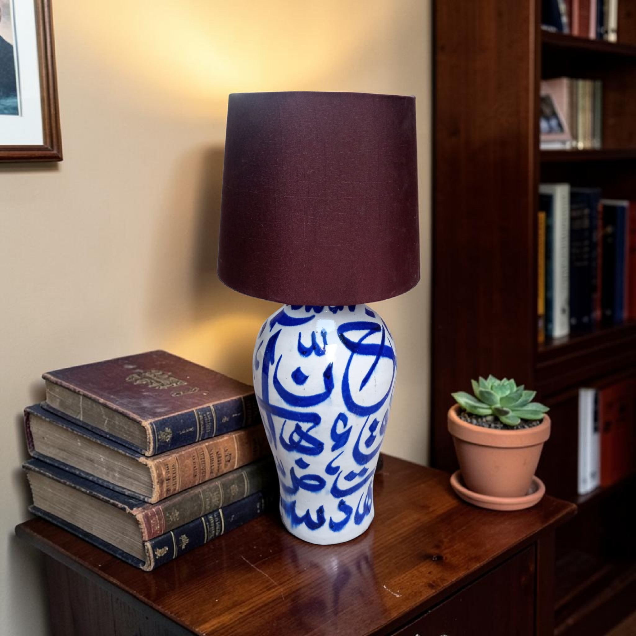Blue & White Calligraphy Lamp