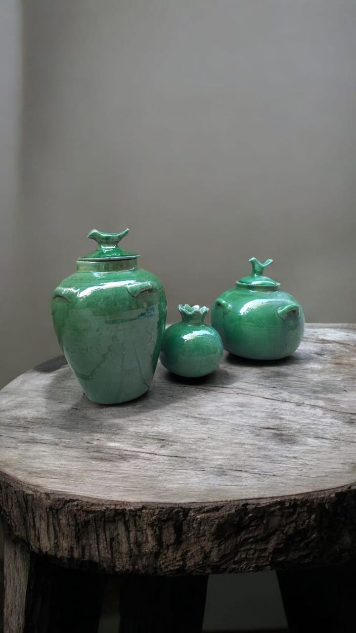 Green Lidded Urn