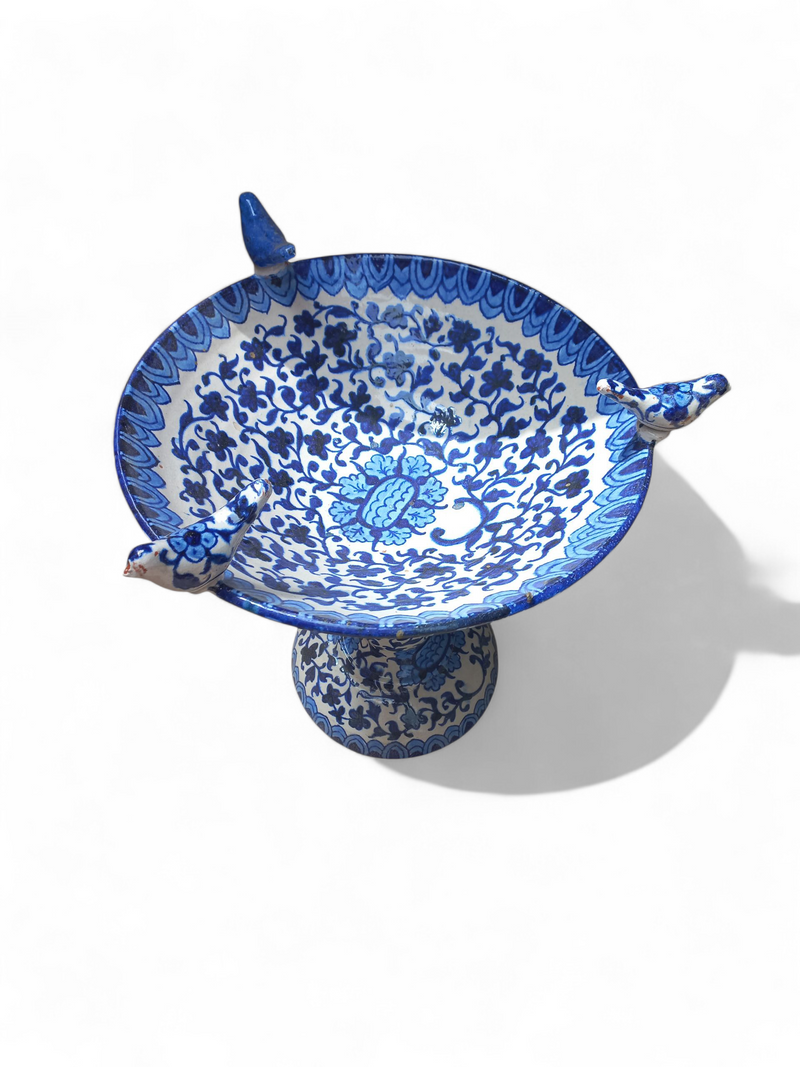 Blue Printed Bird Bath