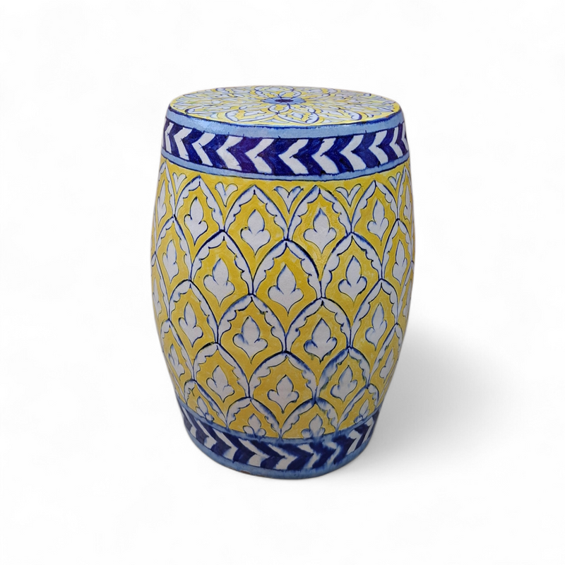 Yellow Moroccan Printed Stool
