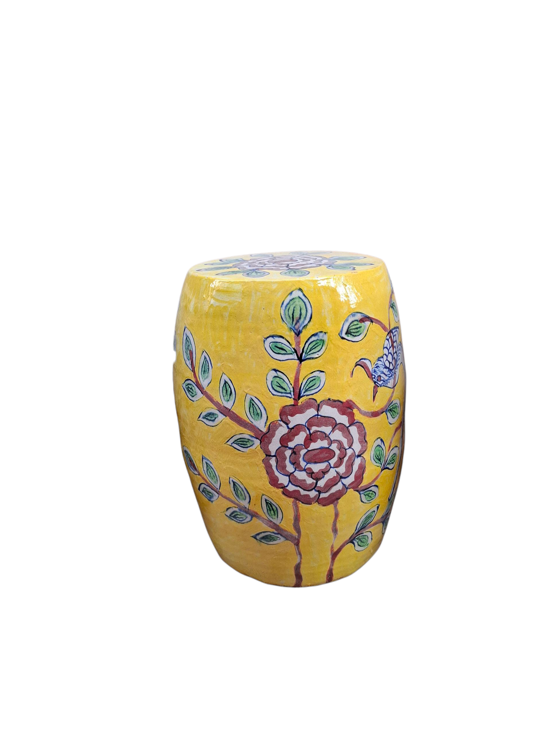 Yellow Floral Stool