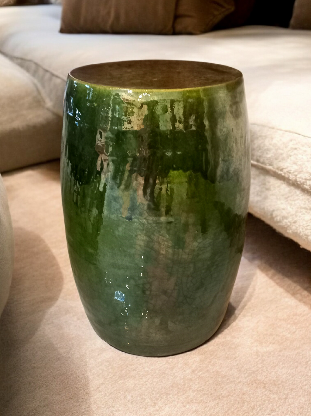 Emerald Glazed Stool